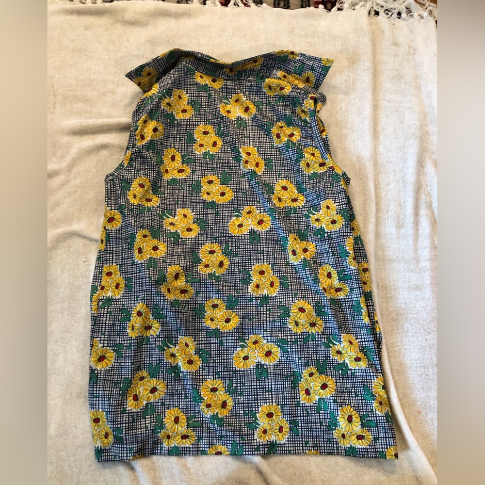 Sunflower flowy tank top, Calvin Charles black and yellow sleeveless top - Picture 7 of 7